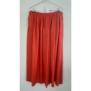 Vtg Diane Gilman 100% Silk Full Midi Skirt Womens L Strawberry Red 80s Luxurious